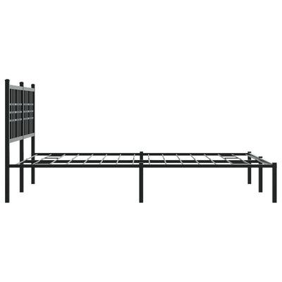 Metal Bed Frame with Headboard Black 140x190 cm