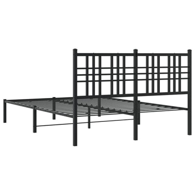 Metal Bed Frame with Headboard Black 140x190 cm