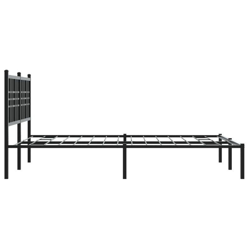 Metal Bed Frame with Headboard Black 140x200 cm