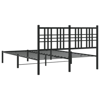 Metal Bed Frame with Headboard Black 140x200 cm