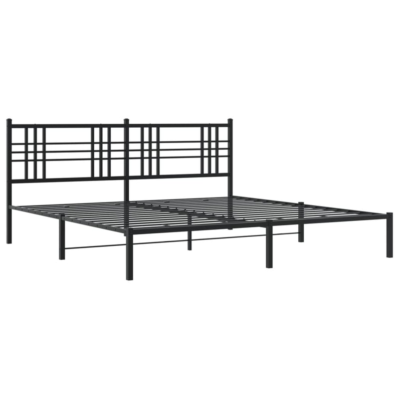 Metal Bed Frame with Headboard Black 180x200 cm Super King