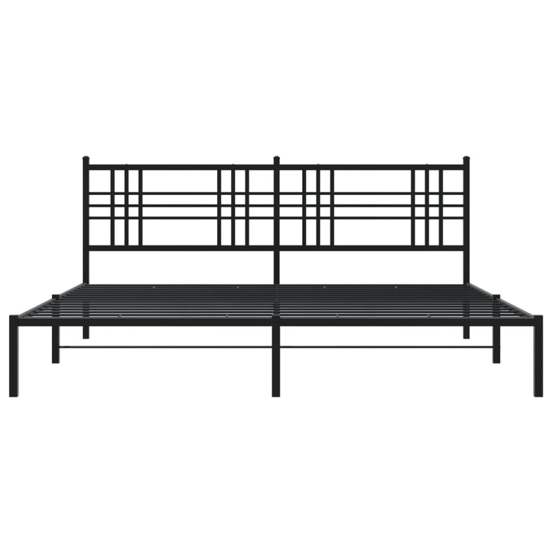 Metal Bed Frame with Headboard Black 180x200 cm Super King