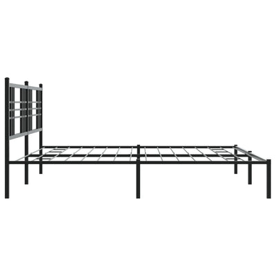 Metal Bed Frame with Headboard Black 180x200 cm Super King