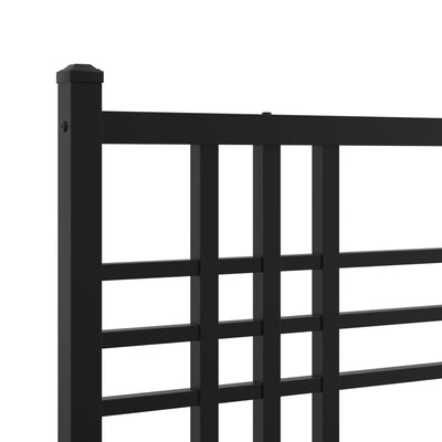 Metal Bed Frame with Headboard Black 180x200 cm Super King