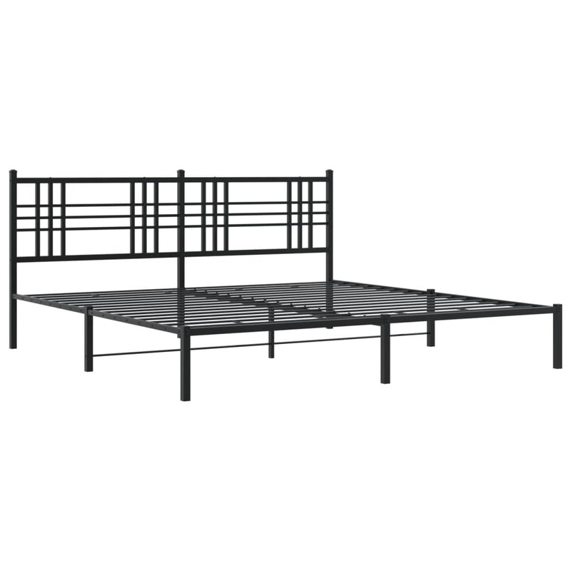 Metal Bed Frame with Headboard Black 183x213 cm