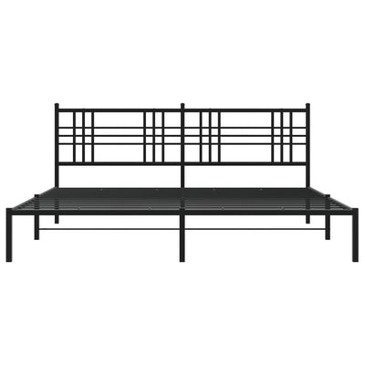 Metal Bed Frame with Headboard Black 183x213 cm