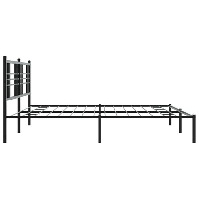 Metal Bed Frame with Headboard Black 183x213 cm