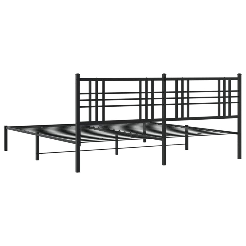 Metal Bed Frame with Headboard Black 183x213 cm