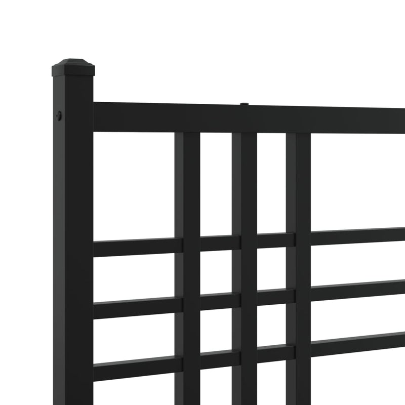 Metal Bed Frame with Headboard Black 183x213 cm