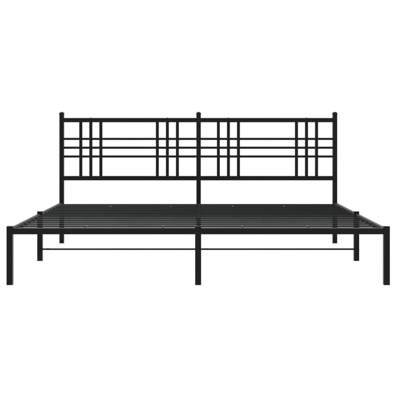 Metal Bed Frame with Headboard Black 193x203 cm