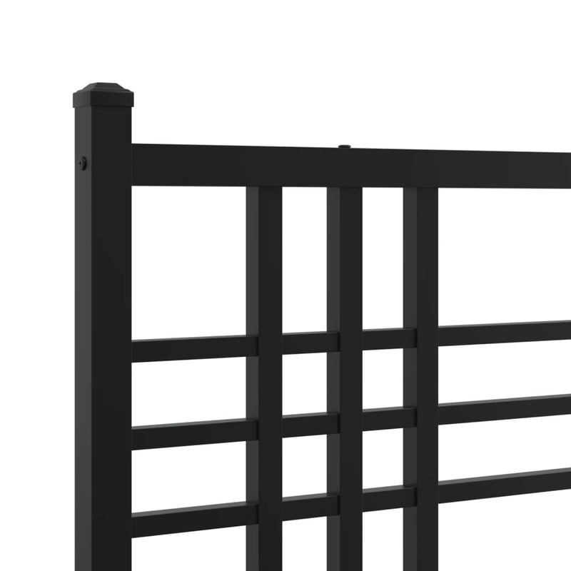 Metal Bed Frame with Headboard Black 193x203 cm