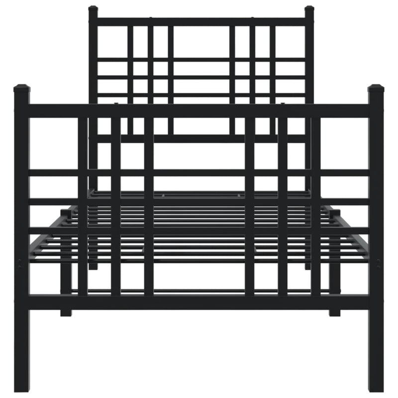 Metal Bed Frame with Headboard and Footboard Black 80x200 cm