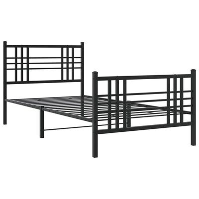 Metal Bed Frame with Headboard and Footboard Black 90x190 cm Single