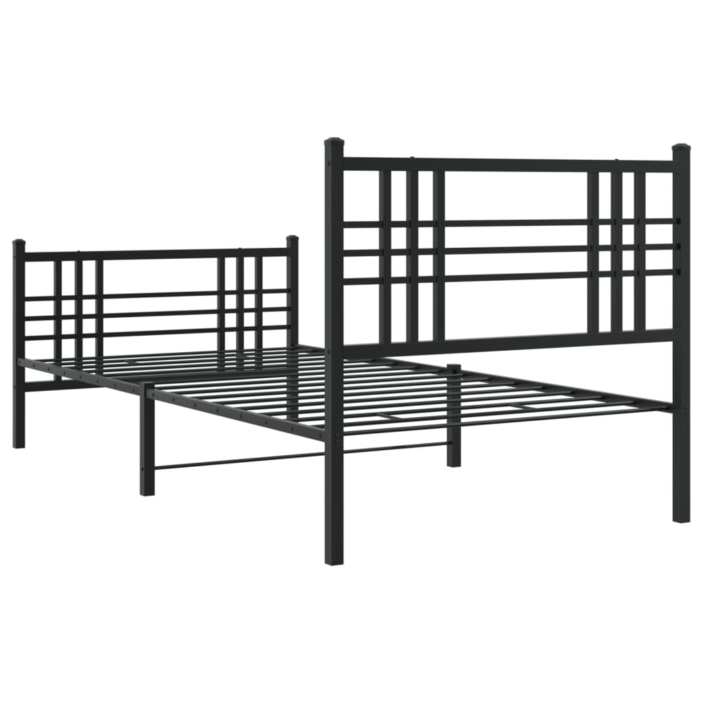 Metal Bed Frame without Mattress with Footboard with Headboard & Footboard Black 90 cm 190 cm