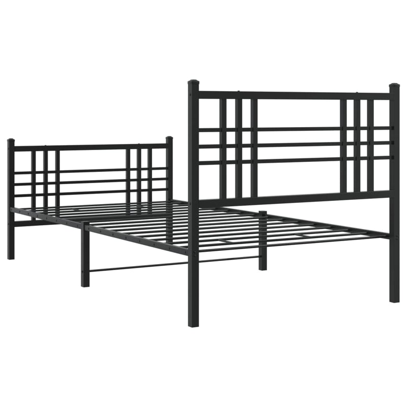 Metal Bed Frame with Headboard and Footboard Black 90x190 cm Single