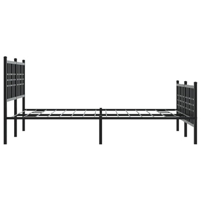 Metal Bed Frame with Headboard and Footboard Black 120x190 cm Small Double