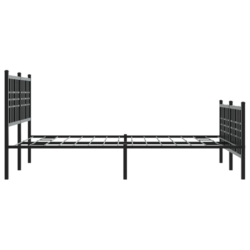 Metal Bed Frame with Headboard and Footboard Black 120x200 cm