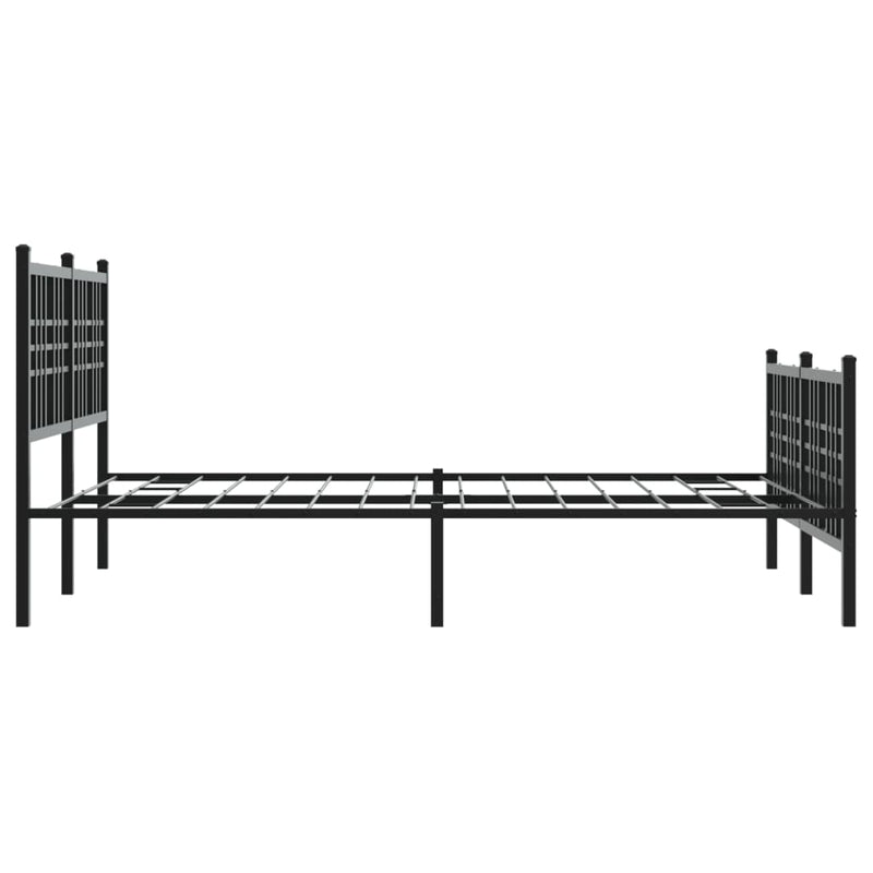 Metal Bed Frame with Headboard and Footboard Black 140x190 cm