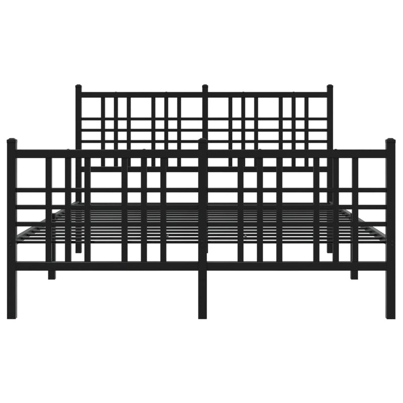 Metal Bed Frame with Headboard and Footboard Black 140x200 cm