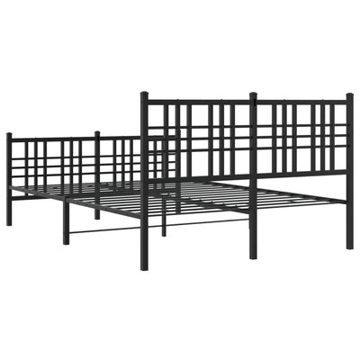 Metal Bed Frame with Headboard and Footboard Black 140x200 cm