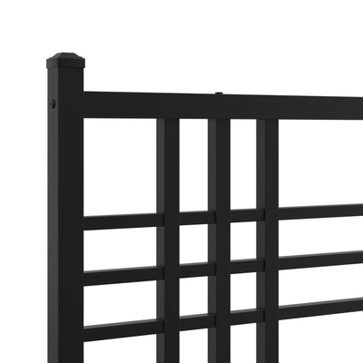 Metal Bed Frame with Headboard and Footboard Black 140x200 cm