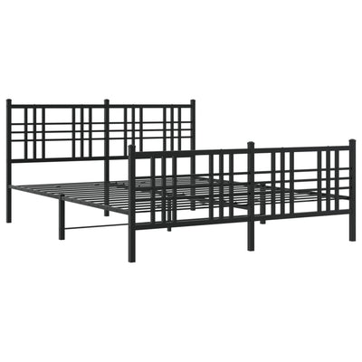 Metal Bed Frame with Headboard and Footboard Black 150x200 cm King Size