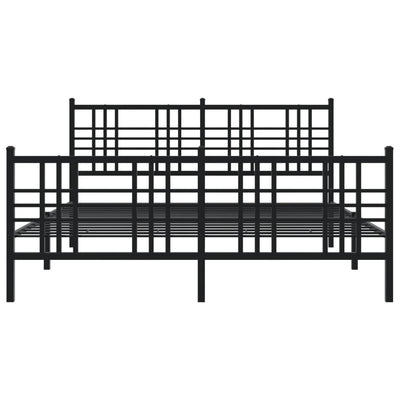 Metal Bed Frame with Headboard and Footboard Black 150x200 cm King Size