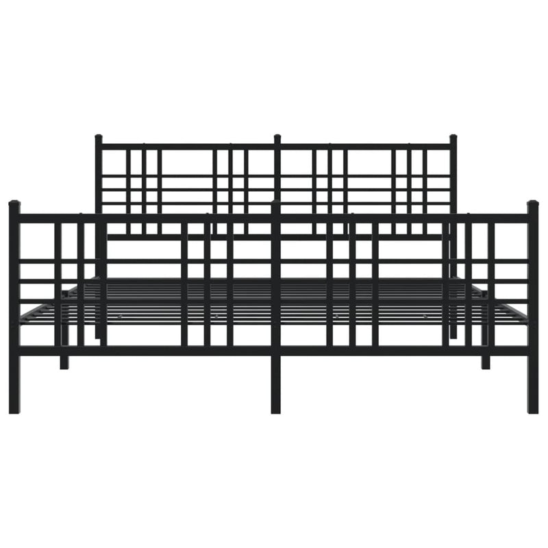 Metal Bed Frame with Headboard and Footboard Black 150x200 cm King Size