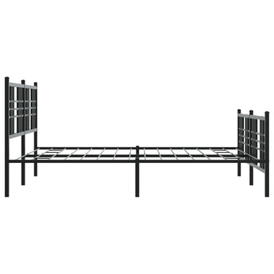 Metal Bed Frame with Headboard and Footboard Black 150x200 cm King Size