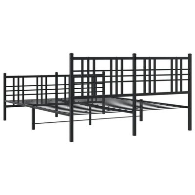 Metal Bed Frame with Headboard and Footboard Black 150x200 cm King Size