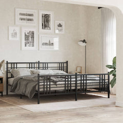 Metal Bed Frame without Mattress with Footboard with Headboard & Footboard Black 183 cm 213 cm