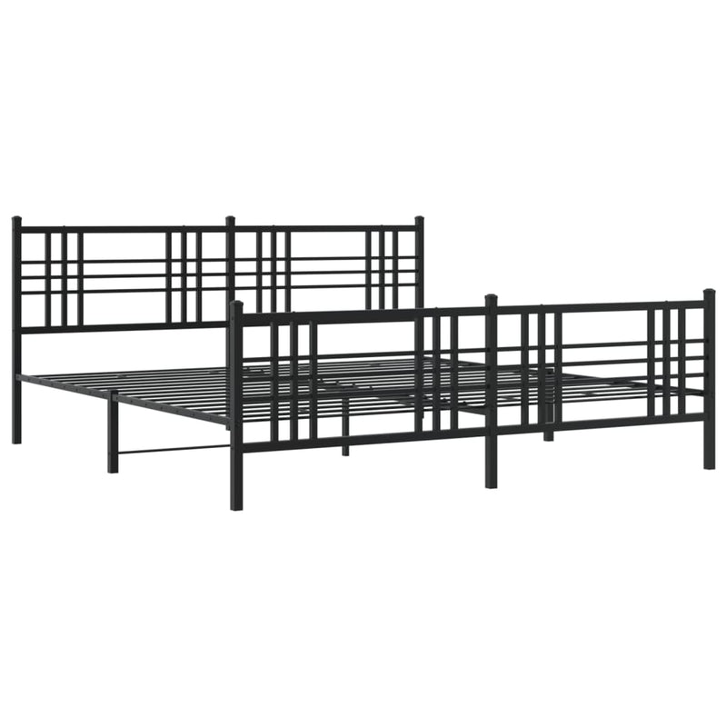 Metal Bed Frame with Headboard and Footboard Black 200x200 cm