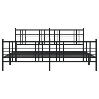 Metal Bed Frame with Headboard and Footboard Black 200x200 cm