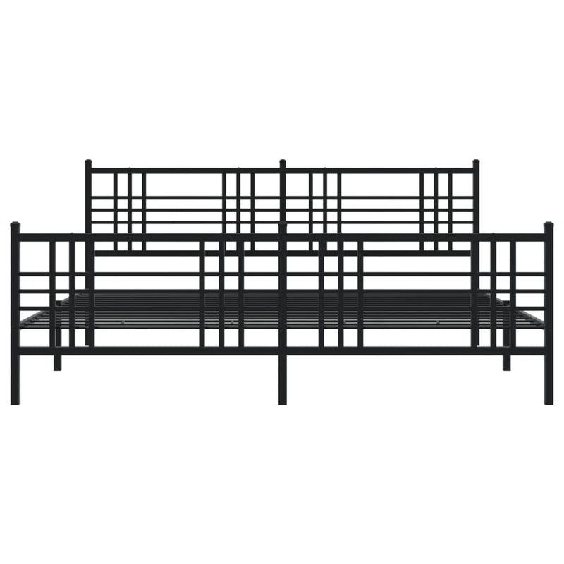 Metal Bed Frame with Headboard and Footboard Black 200x200 cm