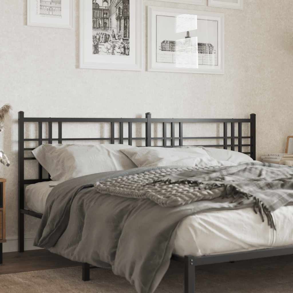 vidaXL Metal Replace Headboard Black 193cm 1