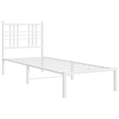 vidaXL Metal Bed Frame without Mattress with Headboard White 75x190cm 3