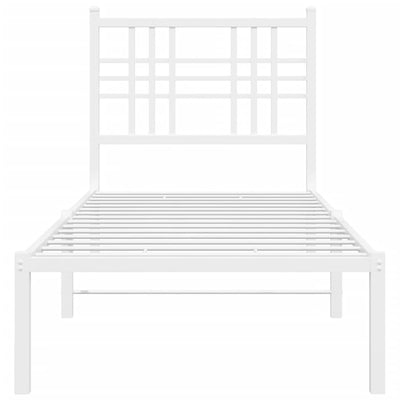 Metal Bed Frame with Headboard White 75x190 cm Small Single