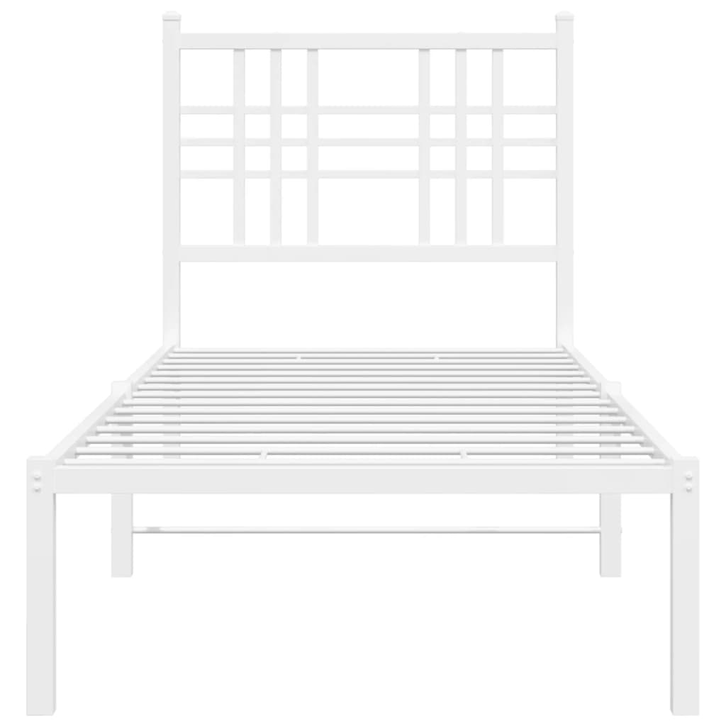 Metal Bed Frame without Mattress with Headboard White 75 cm 190 cm