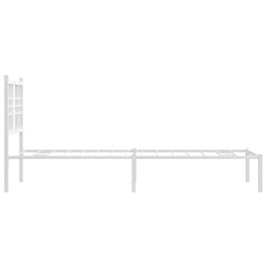 Metal Bed Frame without Mattress with Headboard White 75 cm 190 cm