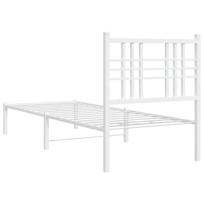 Metal Bed Frame with Headboard White 75x190 cm Small Single