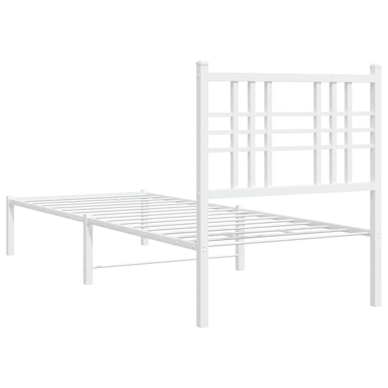 Metal Bed Frame with Headboard White 75x190 cm Small Single