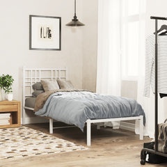 vidaXL Metal Bed Frame without Mattress with Headboard White 75x190cm 1