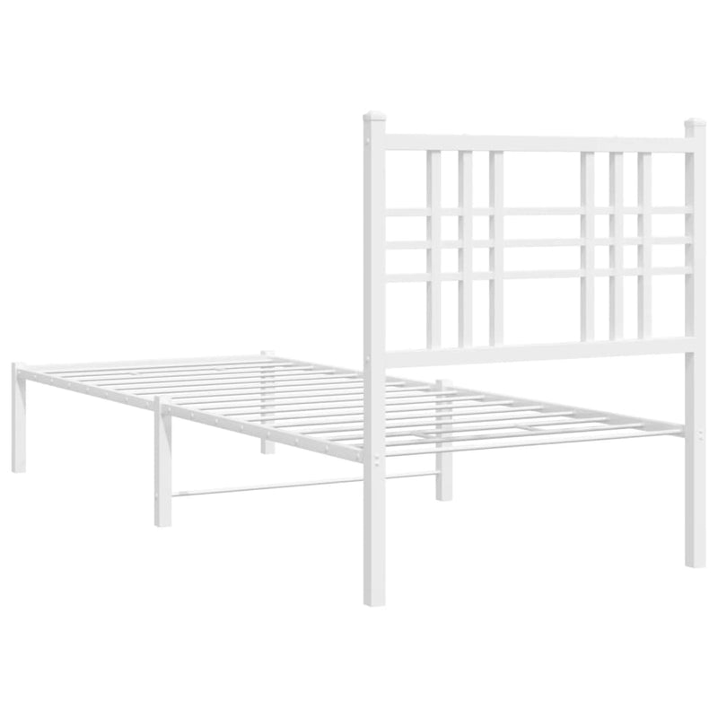 Metal Bed Frame with Headboard White 80x200 cm