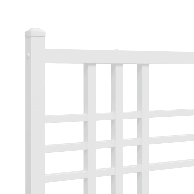 Metal Bed Frame with Headboard White 80x200 cm