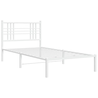 Metal Bed Frame with Headboard White 90x190 cm Single