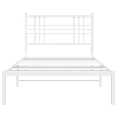 Metal Bed Frame with Headboard White 90x190 cm Single