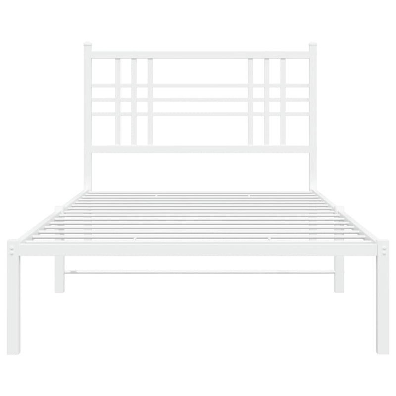 Metal Bed Frame with Headboard White 90x190 cm Single