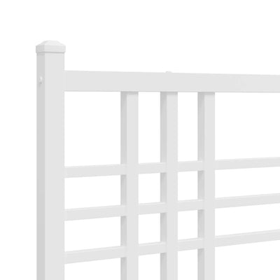 Metal Bed Frame with Headboard White 90x190 cm Single