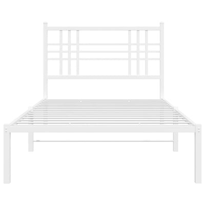 Metal Bed Frame with Headboard White 100x190 cm