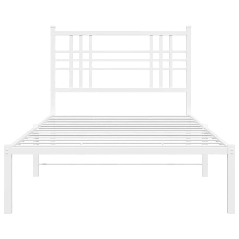 Metal Bed Frame with Headboard White 100x190 cm